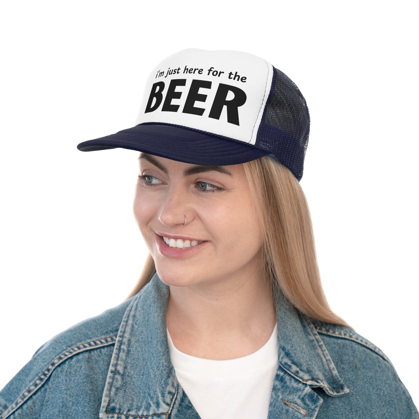 I'm Just Here for the Beer Trucker Hat - Funny Beer Lover Hat - Party Cap - Drinking Humor Hat