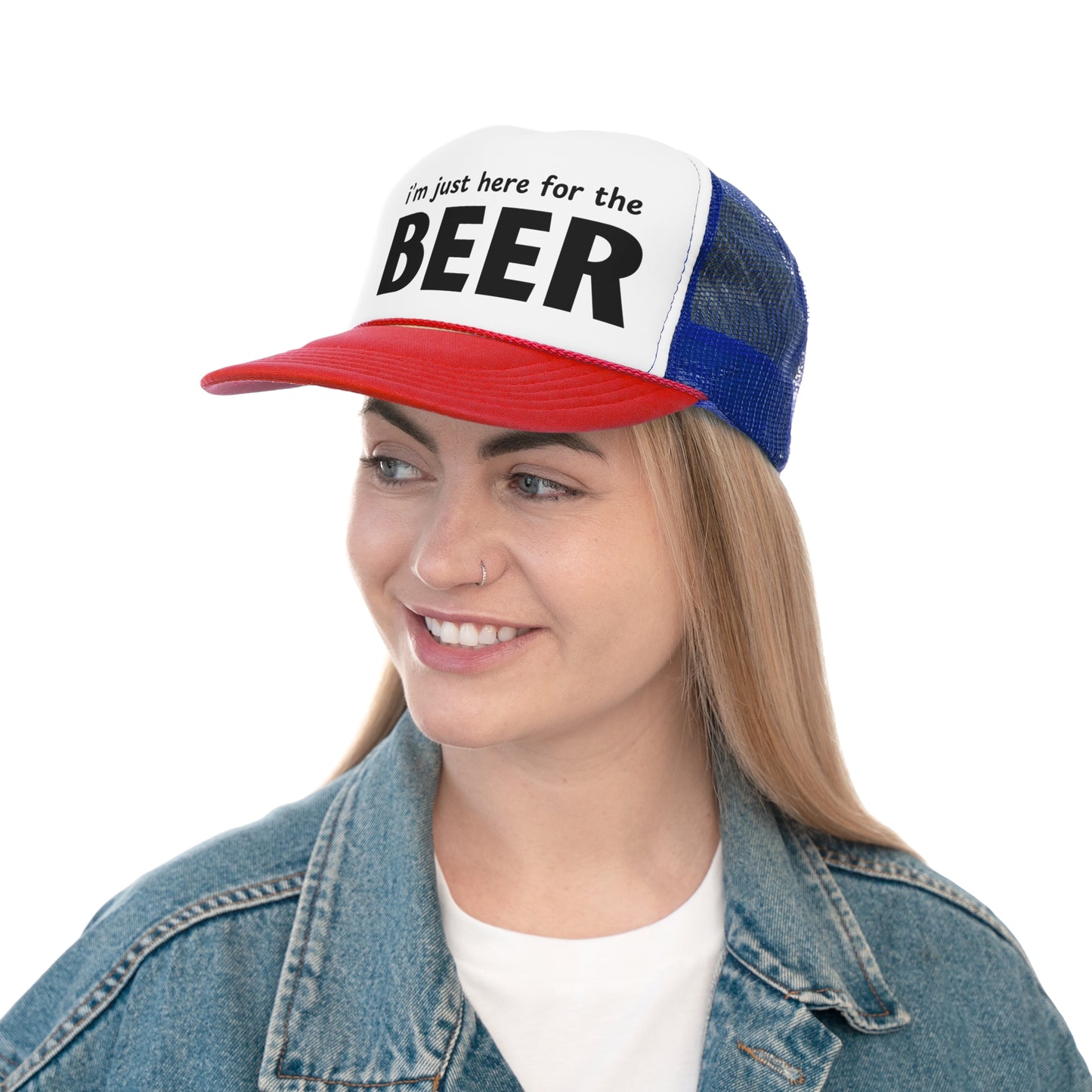I'm Just Here for the Beer Trucker Hat - Funny Beer Lover Hat - Party Cap - Drinking Humor Hat