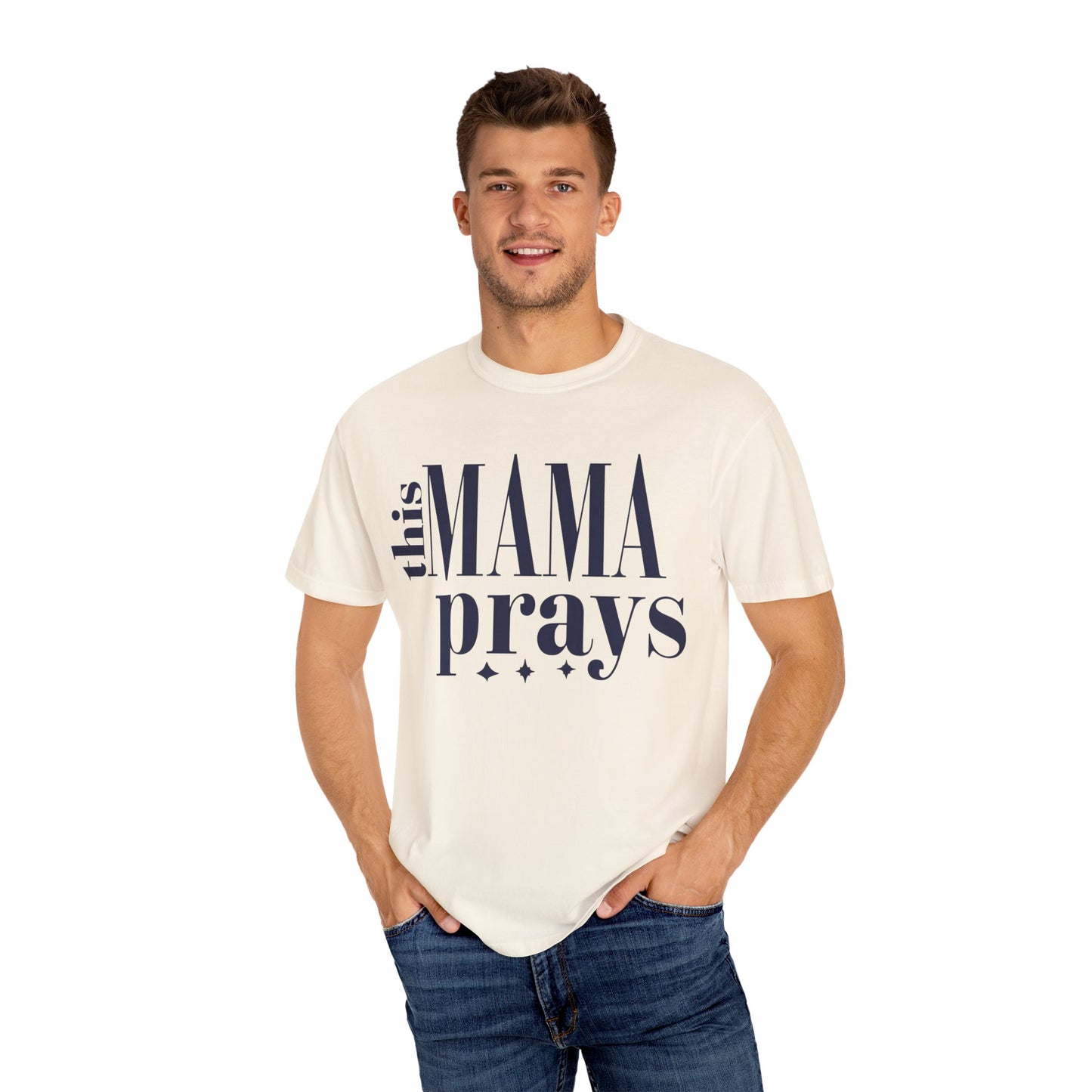 This Mama Prays T-shirt | Faith-Based Apparel for Moms | Comfort Colors Tee