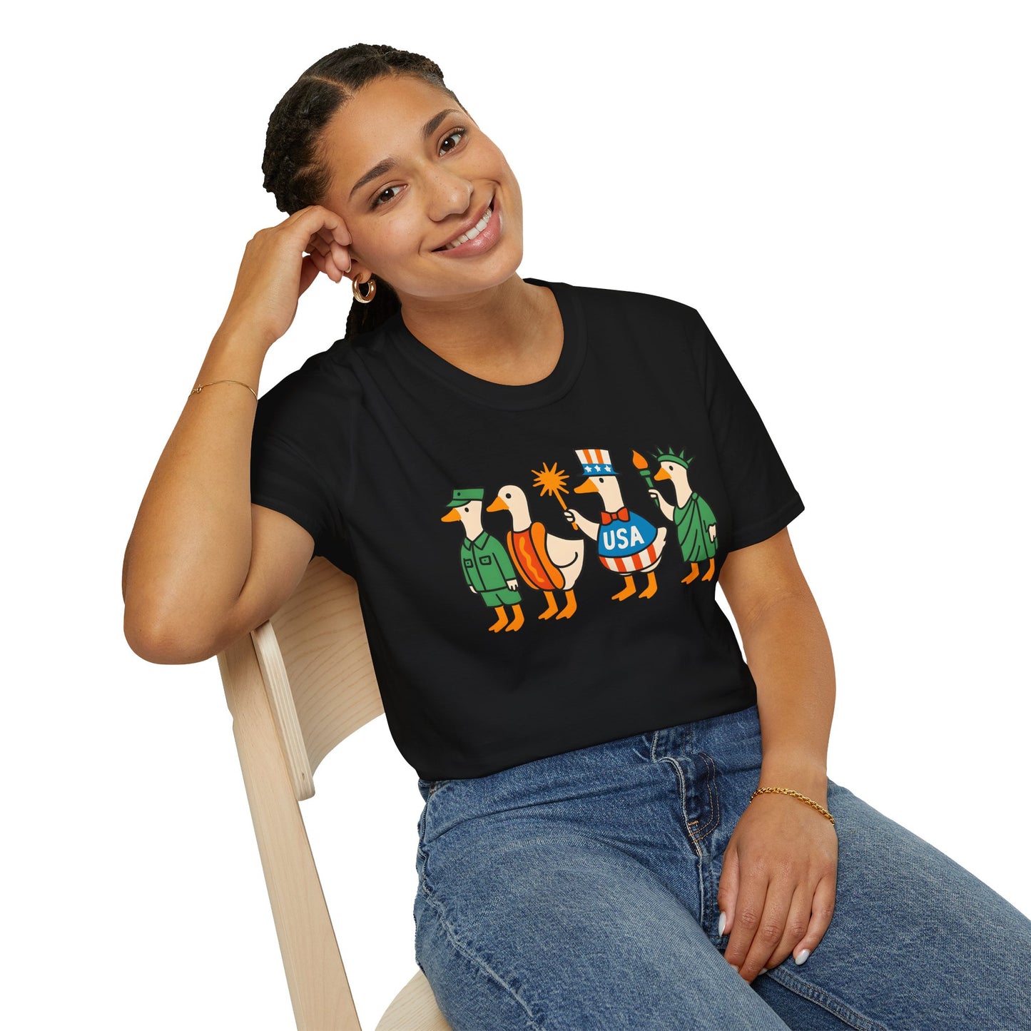 Patriotic Goose Parade | Gildan SoftStyle Tshirt
