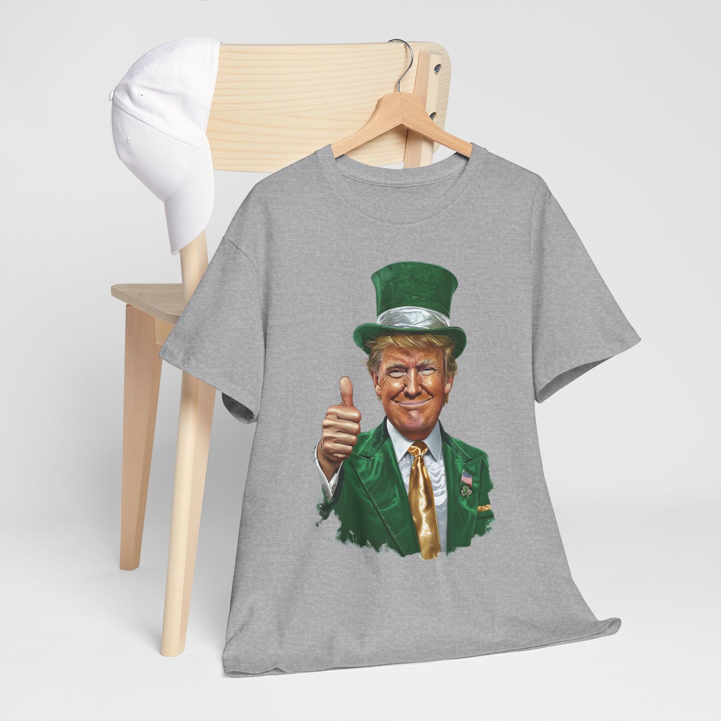 Donald Trump Lucky Charm Tee - Fun Unisex Heavy Cotton Tee with Thumbs Up Design