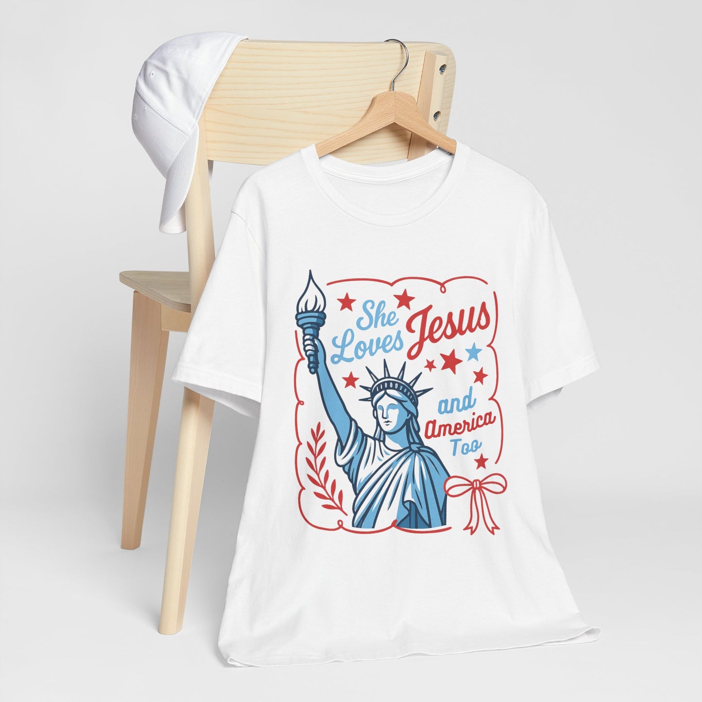She Loves Jesus and America Too Shirt | Bella Canvas