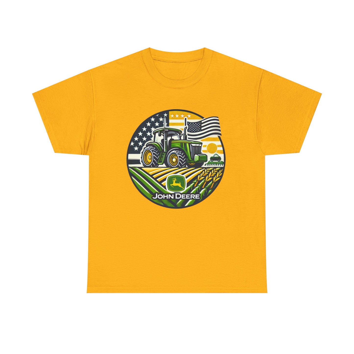 John Deere Tractor American Flag Shirt - Gildan