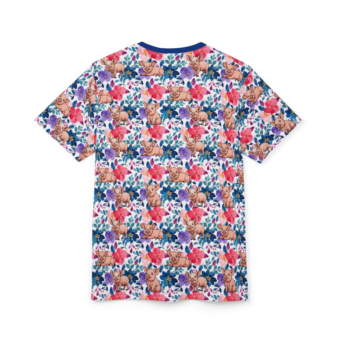 Floral Pig Unisex Cut & Sew Tee, Cute Animal Shirt, Unique Gift, Floral Pattern T-shirt, Summer Fashion Top, Fun Tees for Any Occasion