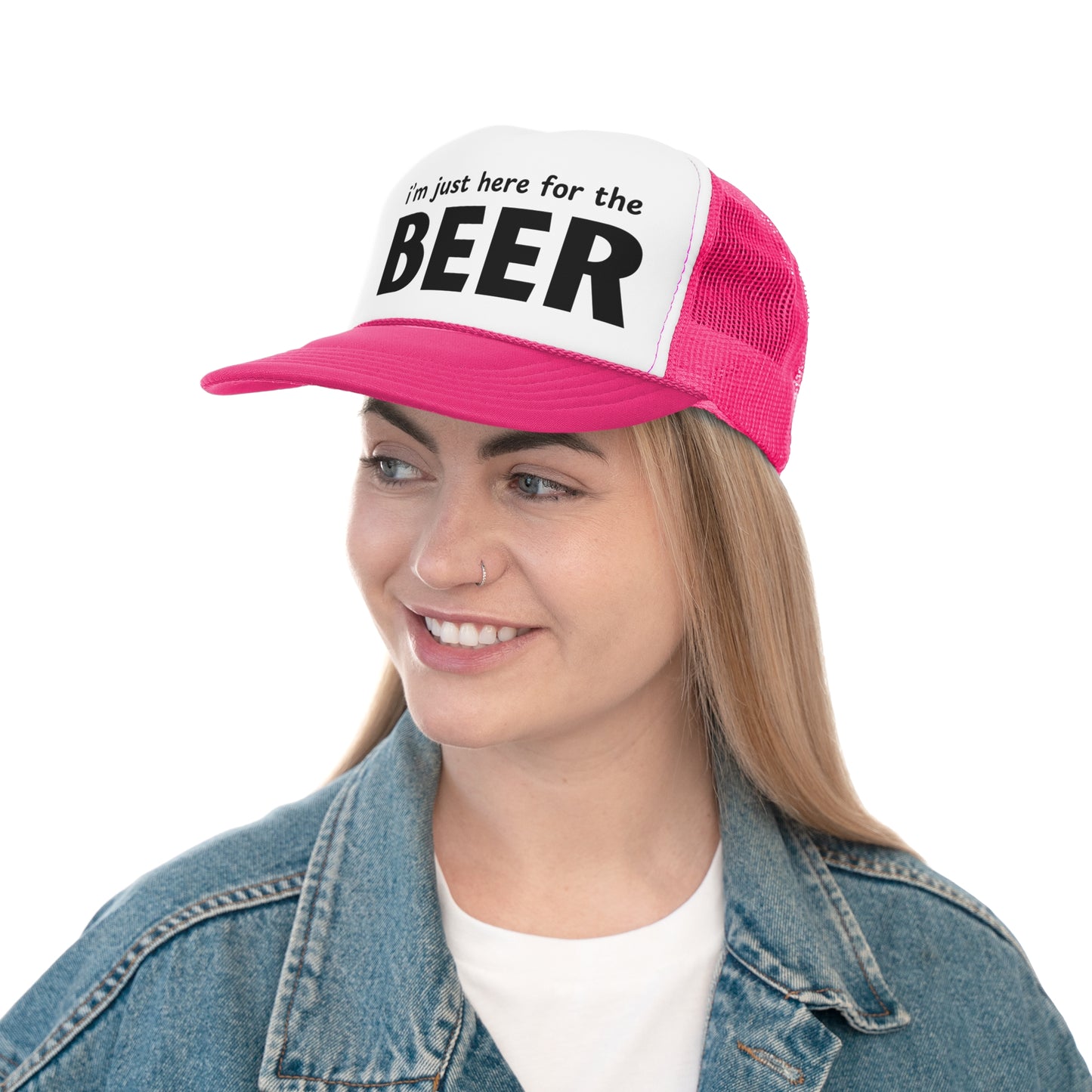 I'm Just Here for the Beer Trucker Hat - Funny Beer Lover Hat - Party Cap - Drinking Humor Hat
