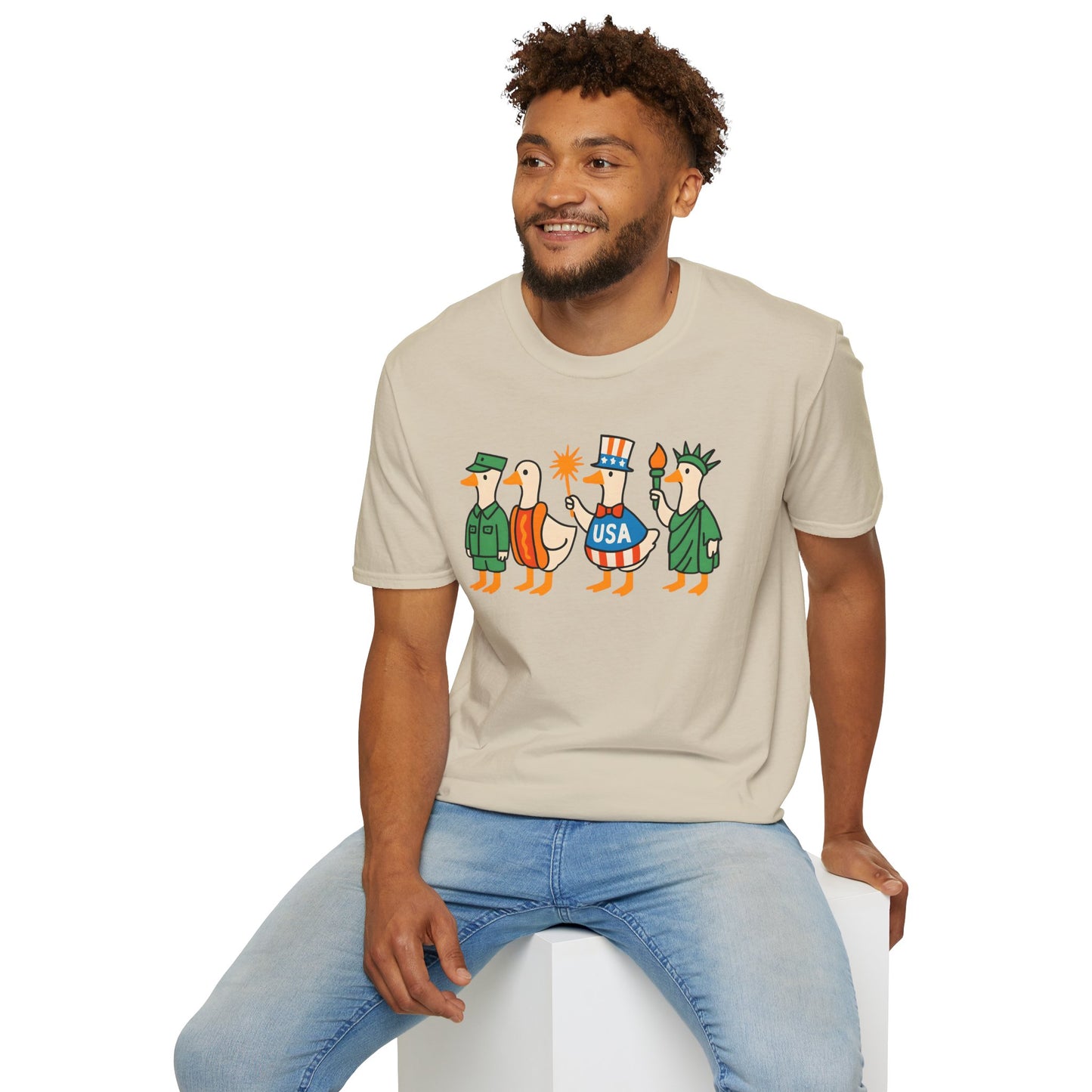 Patriotic Goose Parade | Gildan SoftStyle Tshirt