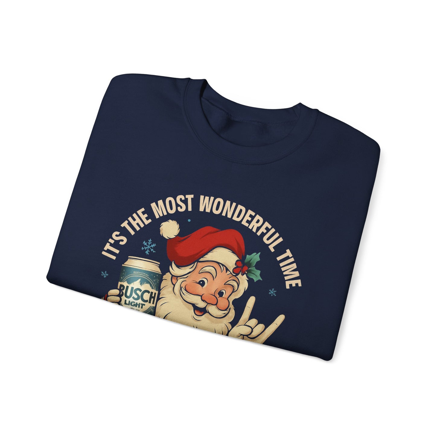 Christmas Santa Beer Sweatshirt — "It's the Most Wonderful Time for a Beer" Holiday Crewneck