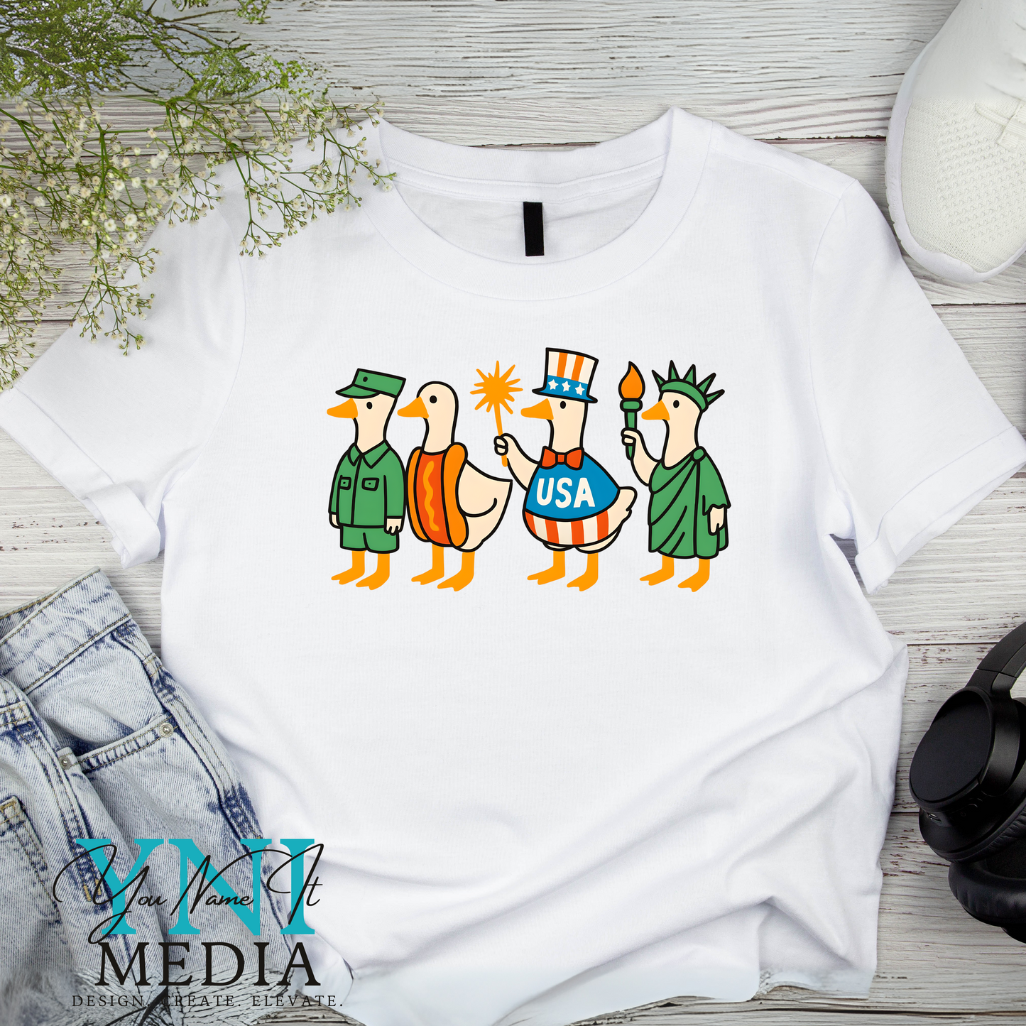 Patriotic Goose Parade | Gildan SoftStyle Tshirt