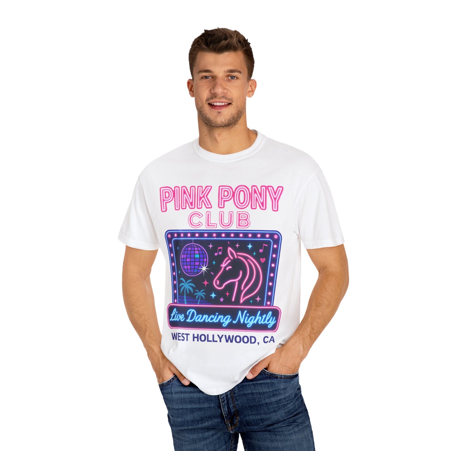 Retro Neon Pink Pony Club T-shirt - Comfort Colors Unisex TShirt