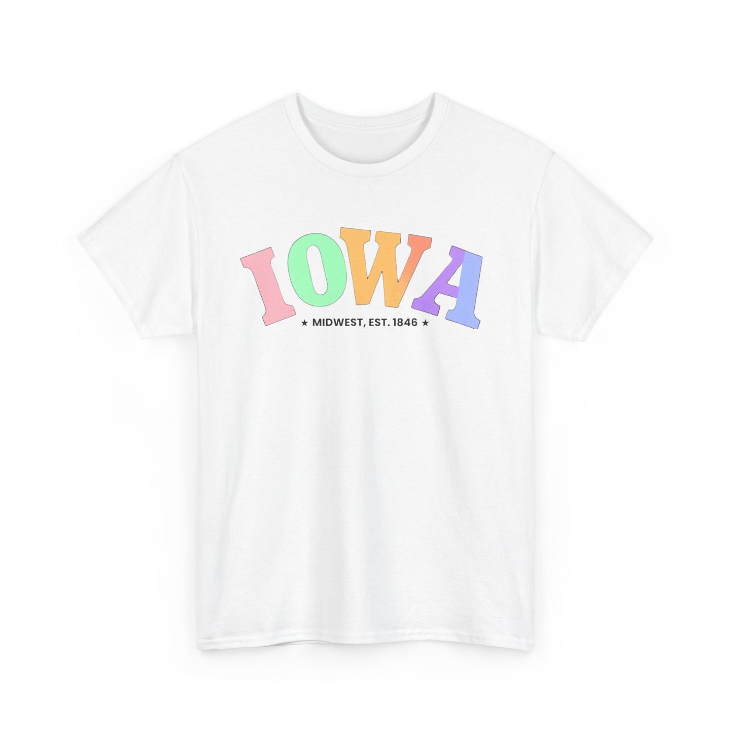 Iowa Unisex Heavy Cotton Tee, Vintage Iowa T-Shirt, Midwest Pride Shirt, Casual Wear, Gift for Iowa Lovers