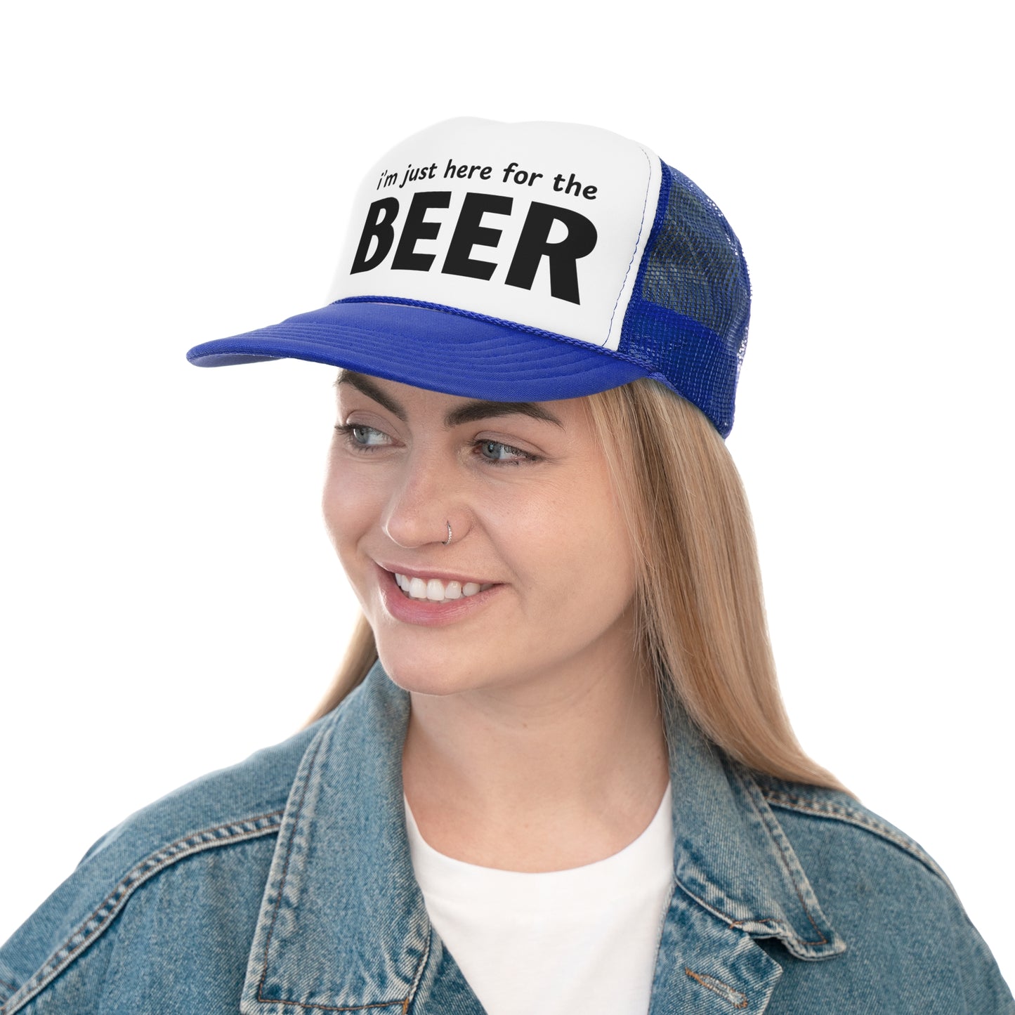 I'm Just Here for the Beer Trucker Hat - Funny Beer Lover Hat - Party Cap - Drinking Humor Hat