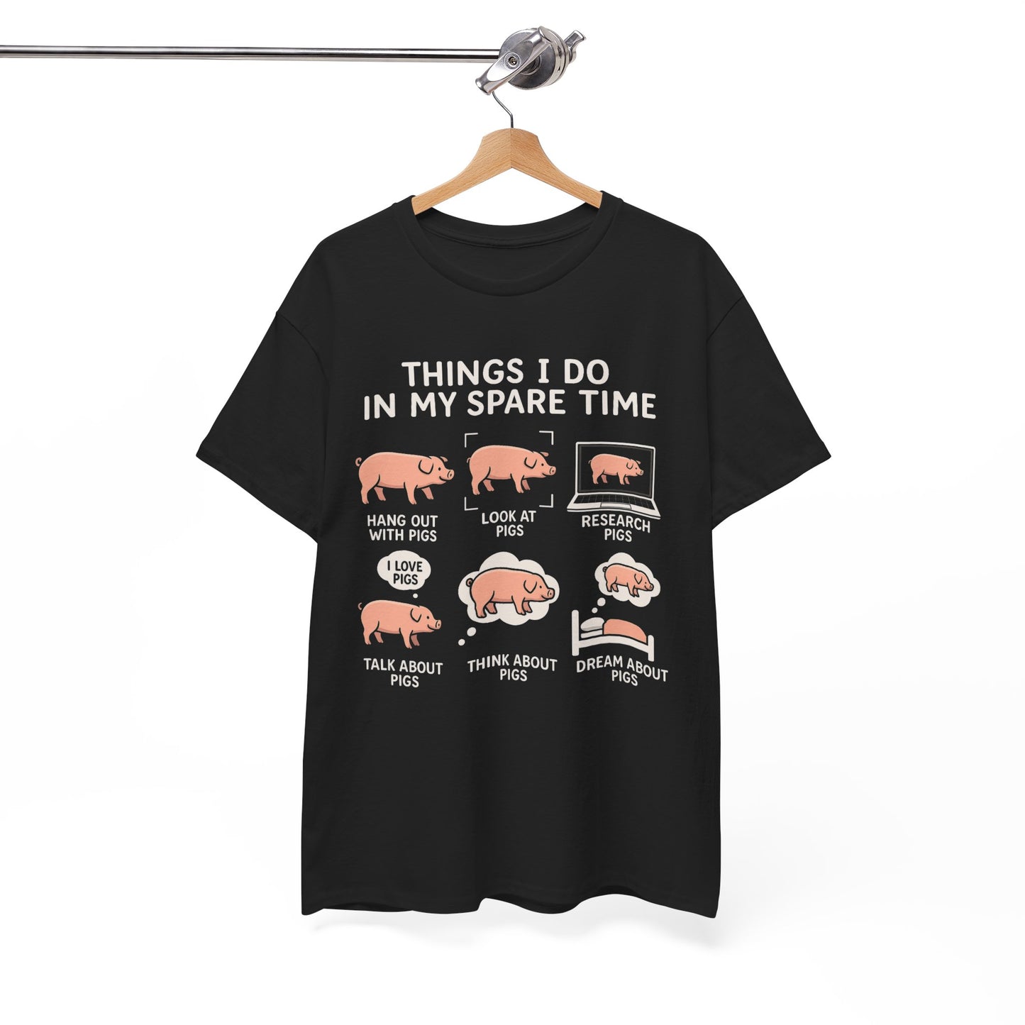 "Things I Do in My Spare Time" Funny Pig Lover Tee – Gildan Tee