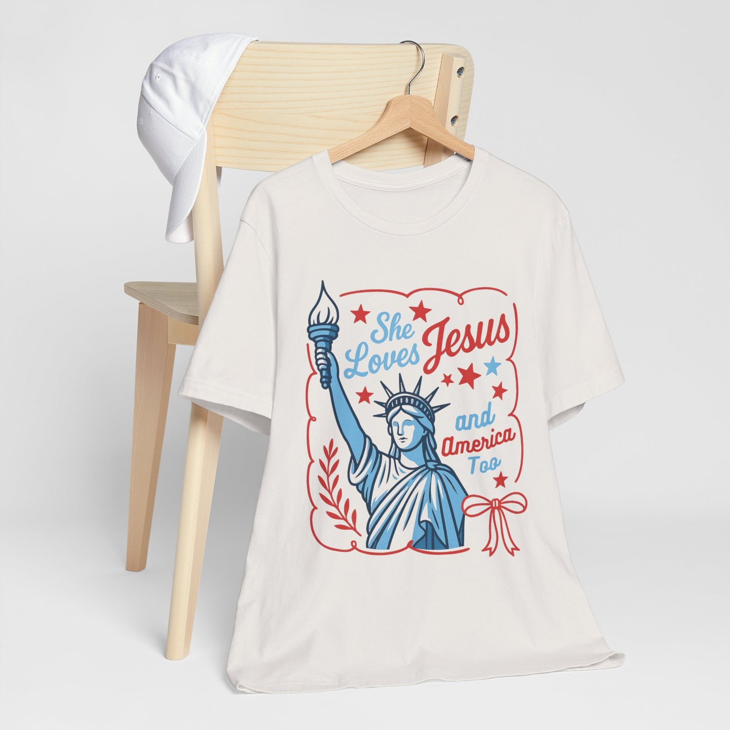 She Loves Jesus and America Too Shirt | Bella Canvas