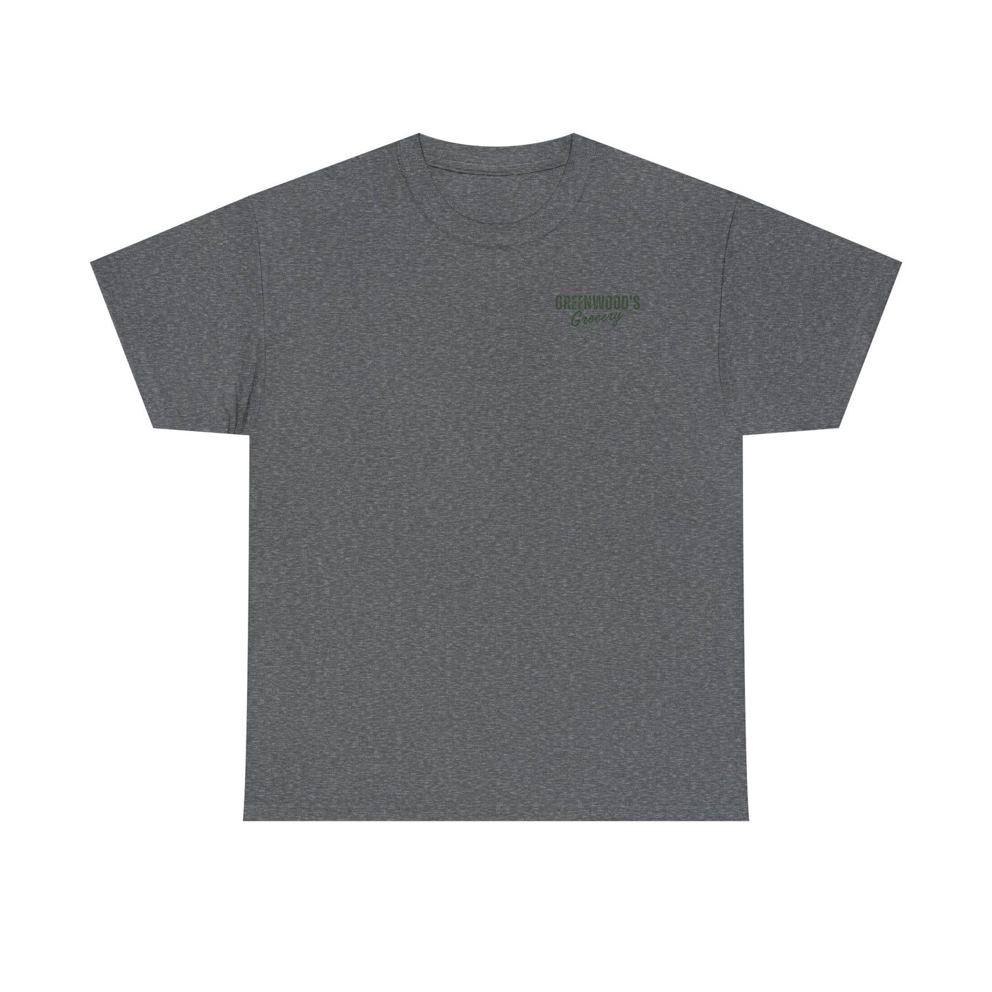 Greenwood's Grocery Vintage Truck tee in Graphite Heather, front view