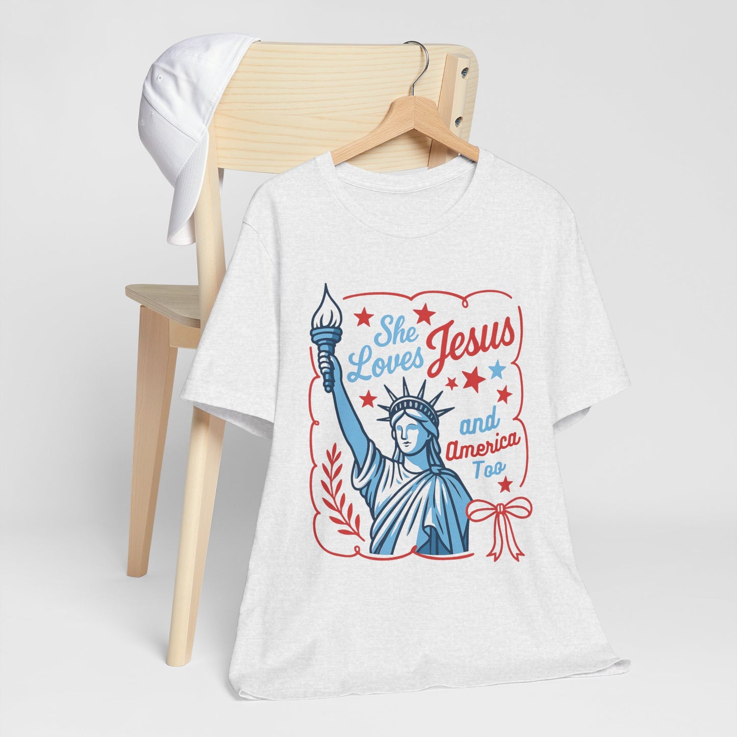She Loves Jesus and America Too Shirt | Bella Canvas