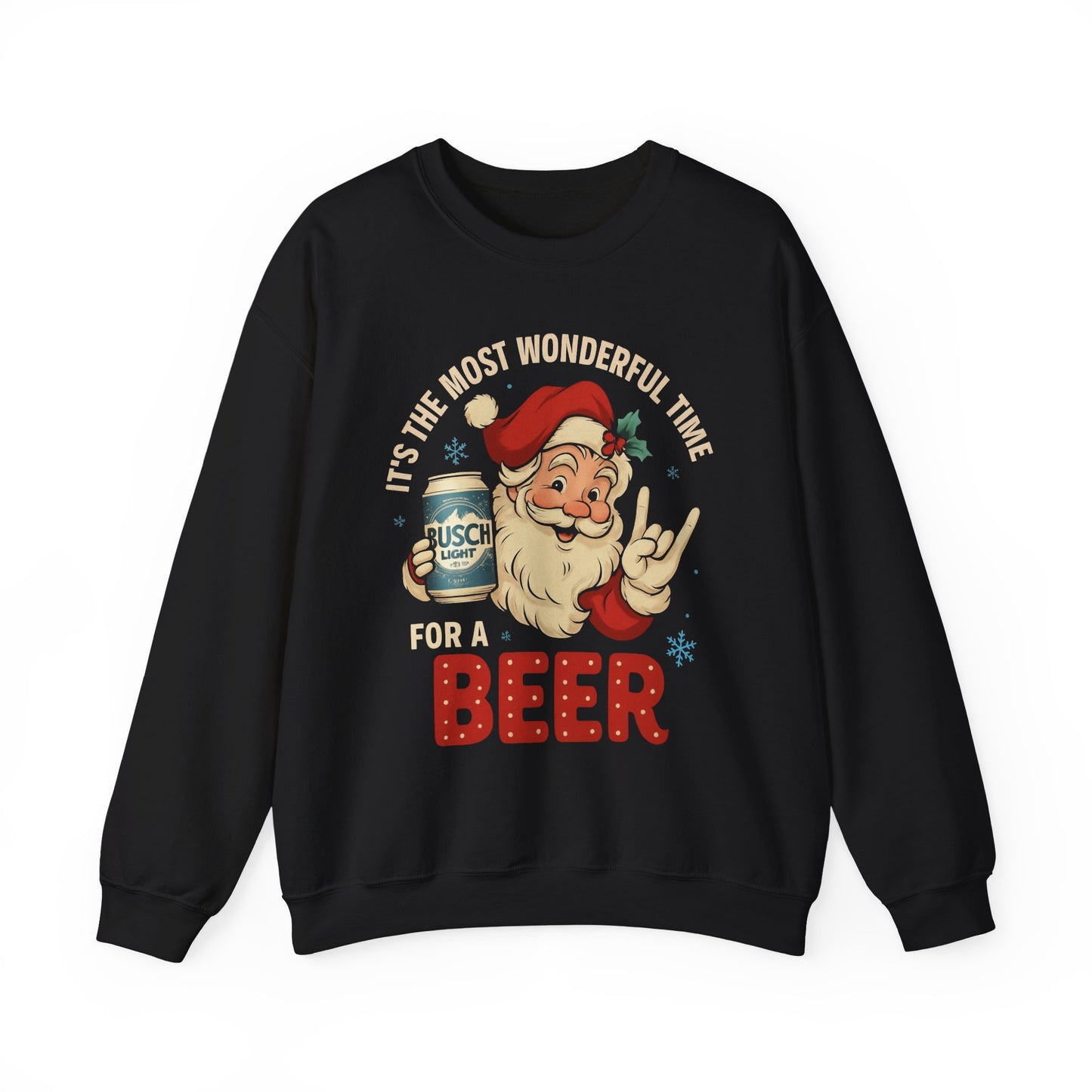 Christmas Santa Beer Sweatshirt — "It's the Most Wonderful Time for a Beer" Holiday Crewneck