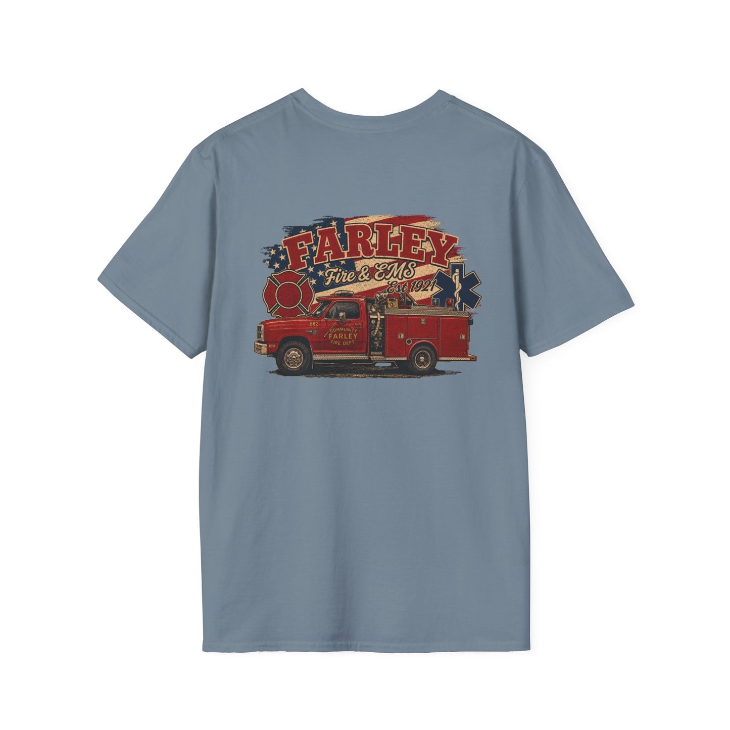 Vintage Farley Fire & EMS T-Shirt - Gildan Softstyle