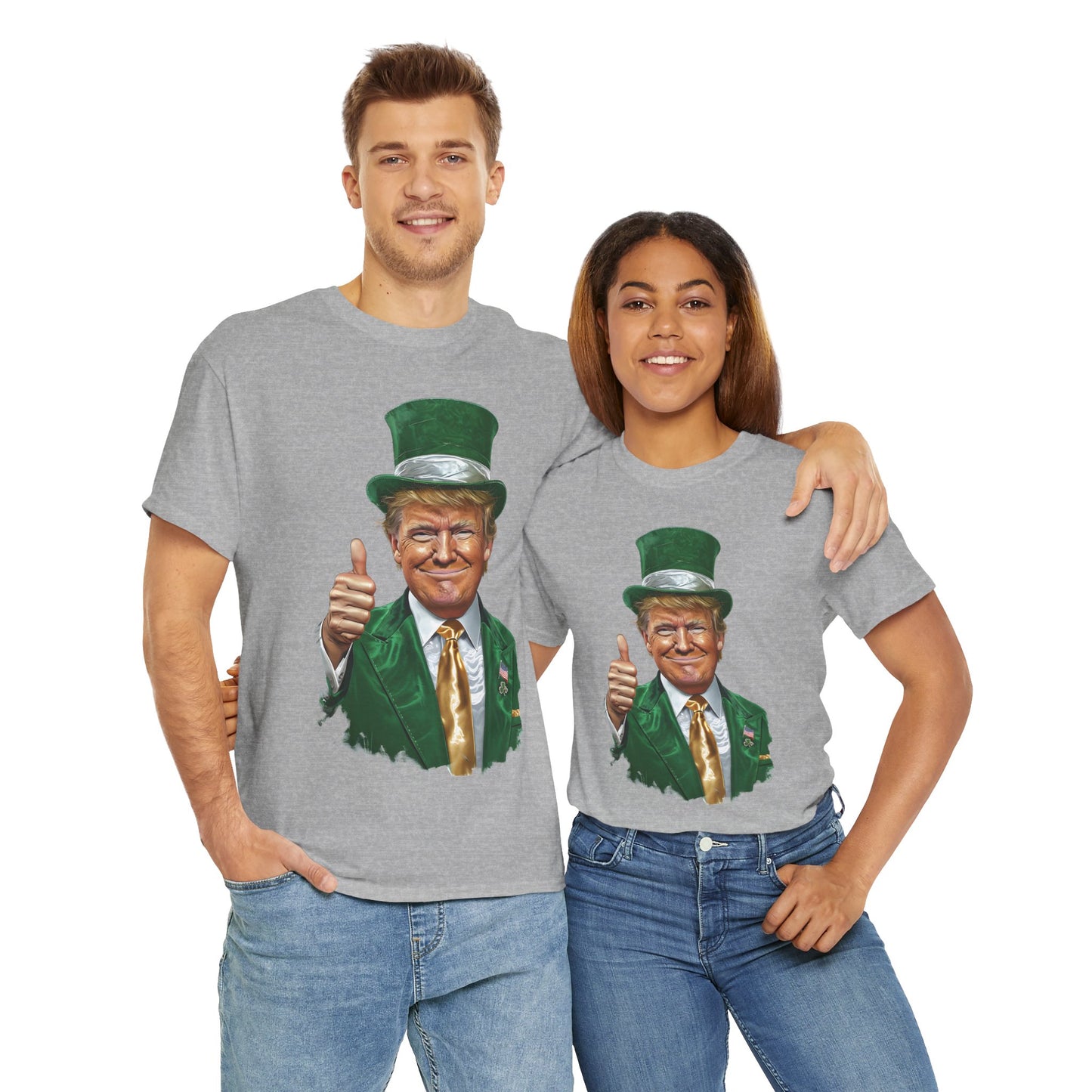 Donald Trump Lucky Charm Tee - Fun Unisex Heavy Cotton Tee with Thumbs Up Design