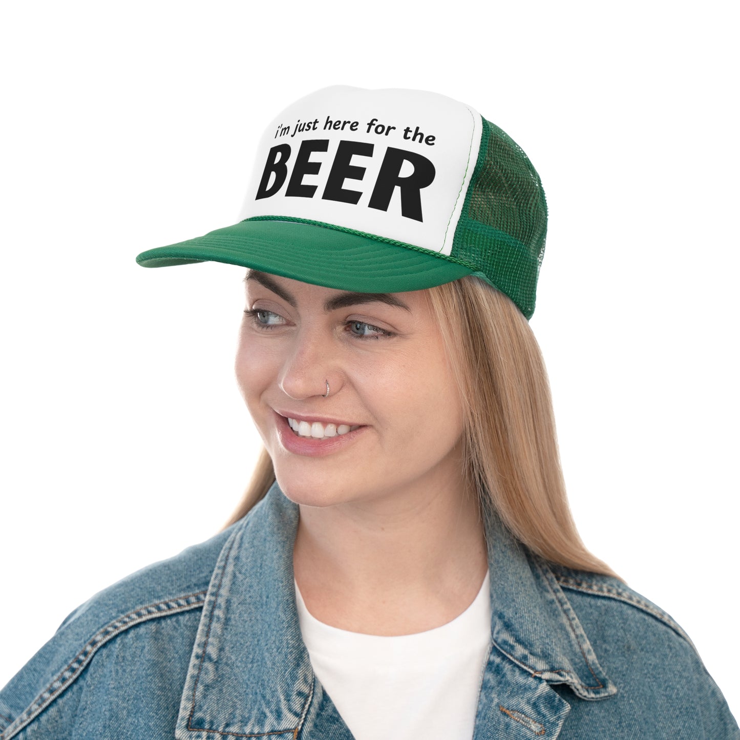 I'm Just Here for the Beer Trucker Hat - Funny Beer Lover Hat - Party Cap - Drinking Humor Hat