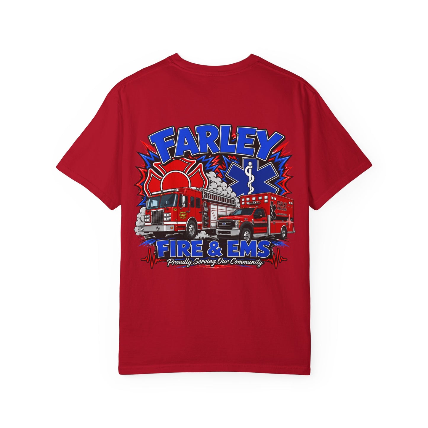 Cartoon Farley Fire & EMS T‑Shirt — Comfort Colors Unisex