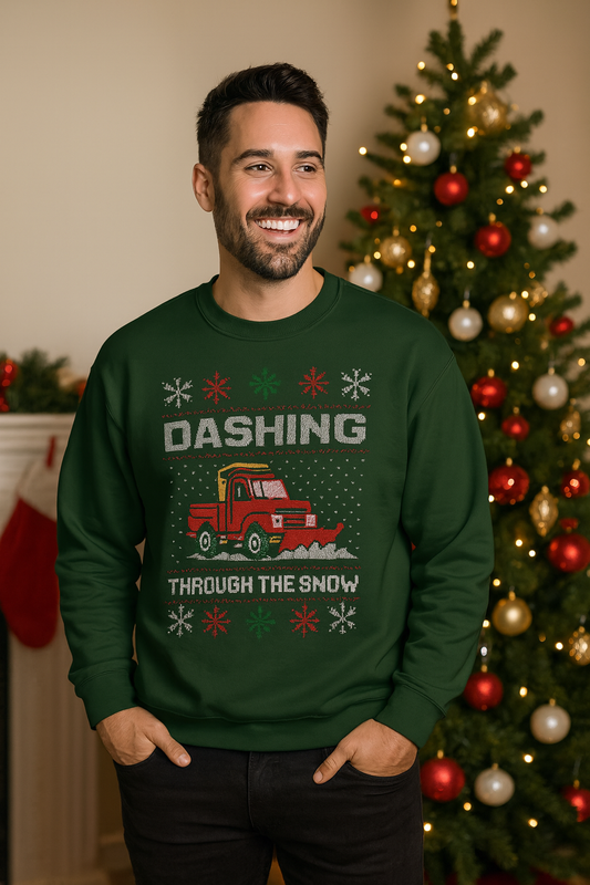 Dashing Through the Snow Plow Sweatshirt - Gildan Sweatshirt