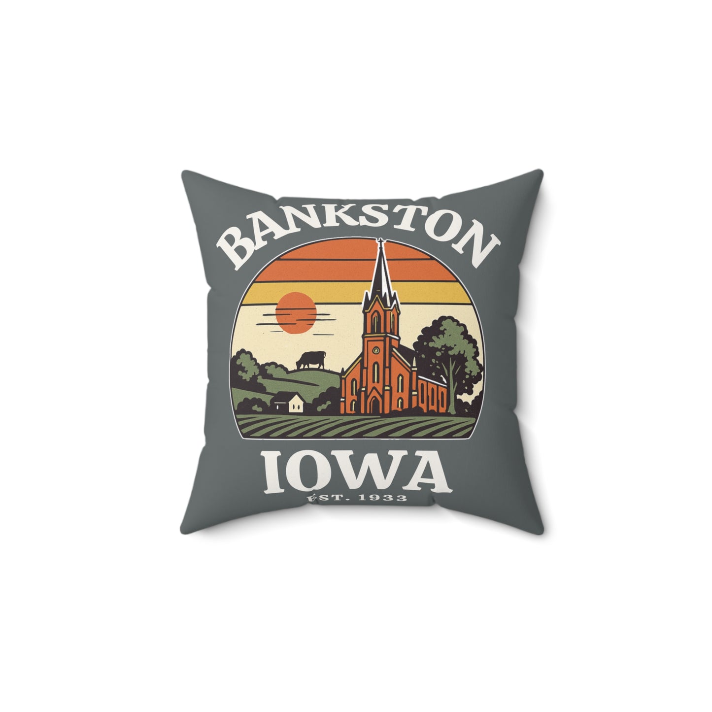 Vintage Bankston Iowa Square Pillow