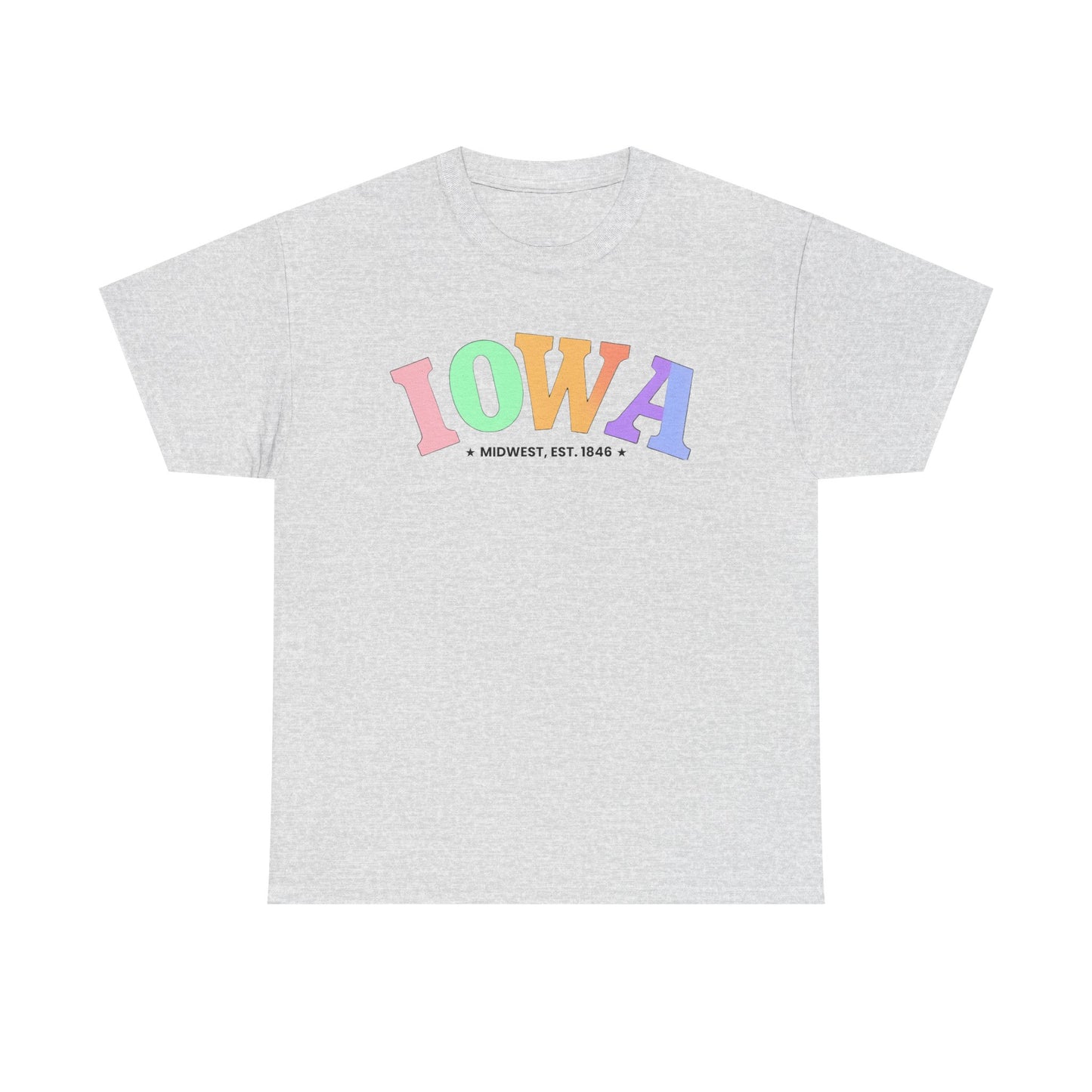 Iowa Unisex Heavy Cotton Tee, Vintage Iowa T-Shirt, Midwest Pride Shirt, Casual Wear, Gift for Iowa Lovers