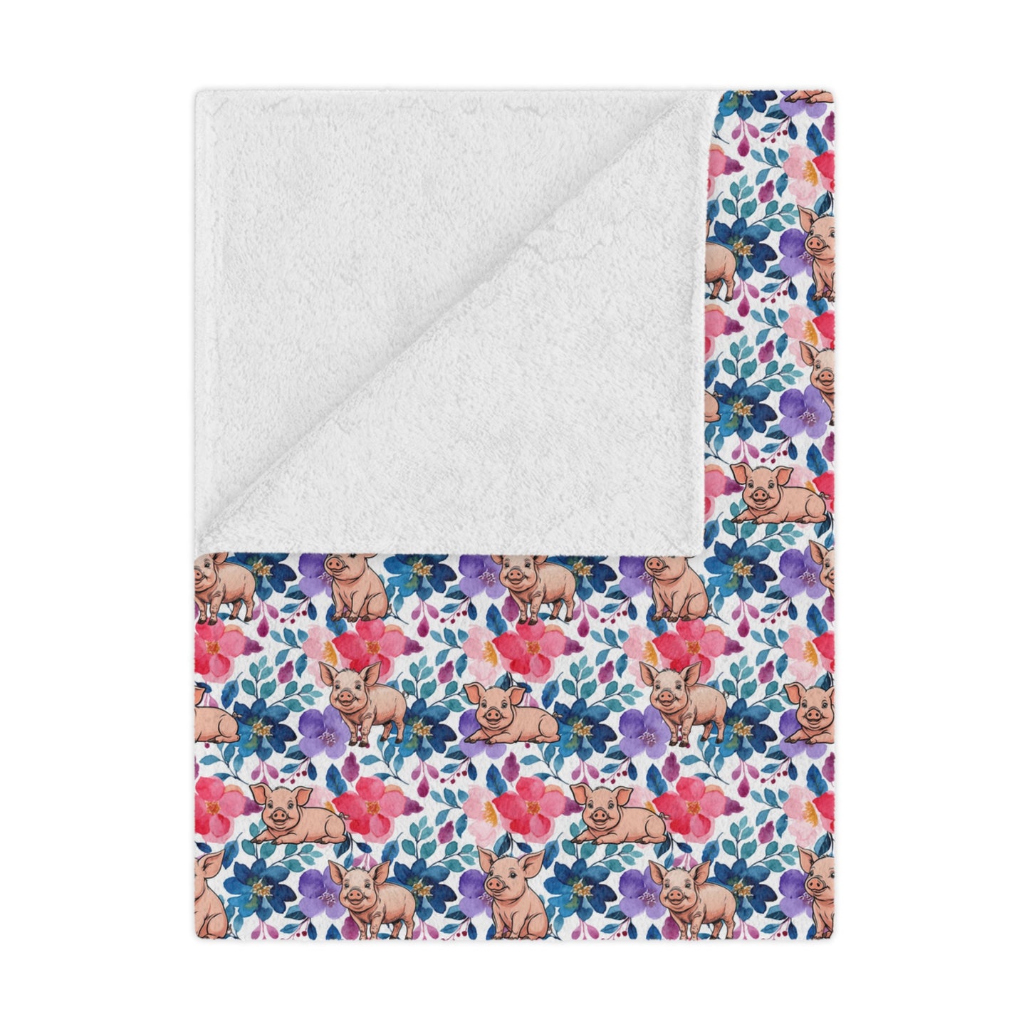 Cute Pig Floral Minky Blanket for Kids - Soft & Cozy Throw