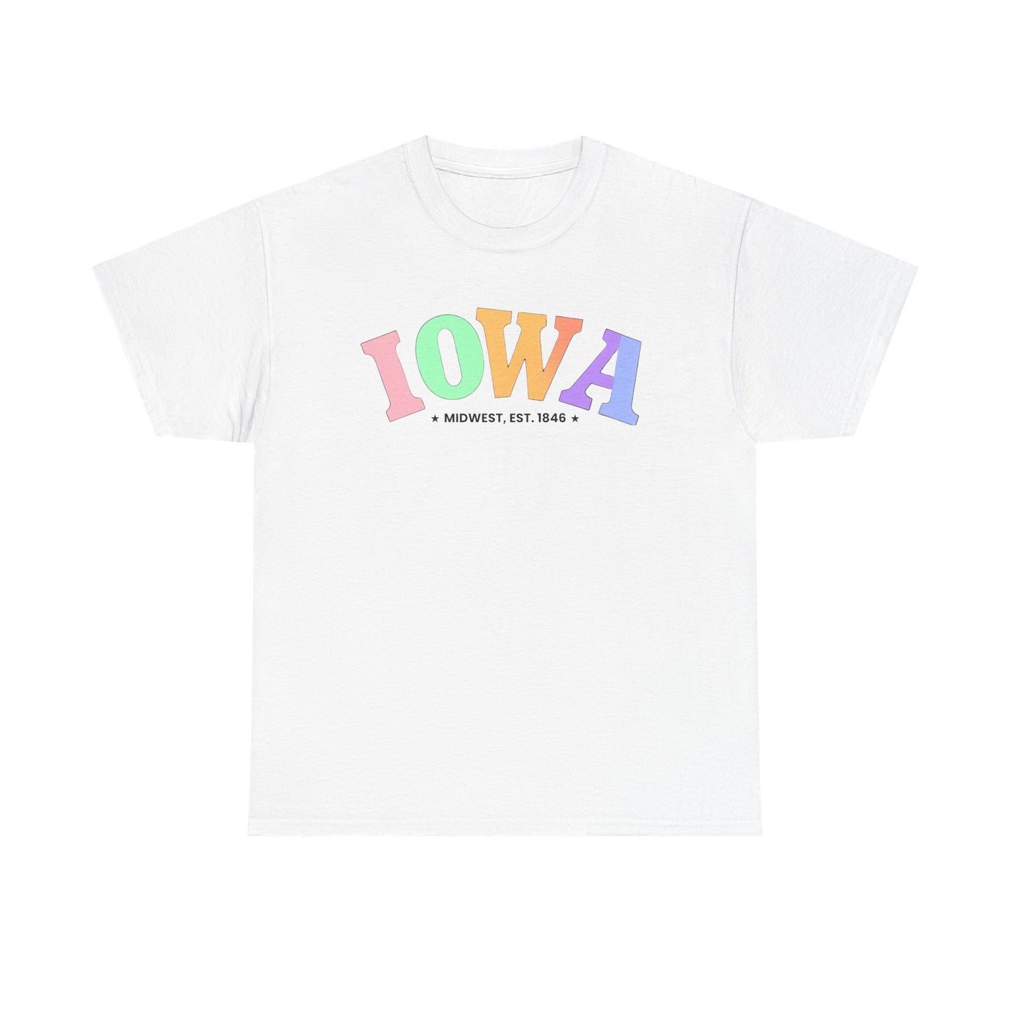 Iowa Unisex Heavy Cotton Tee, Vintage Iowa T-Shirt, Midwest Pride Shirt, Casual Wear, Gift for Iowa Lovers