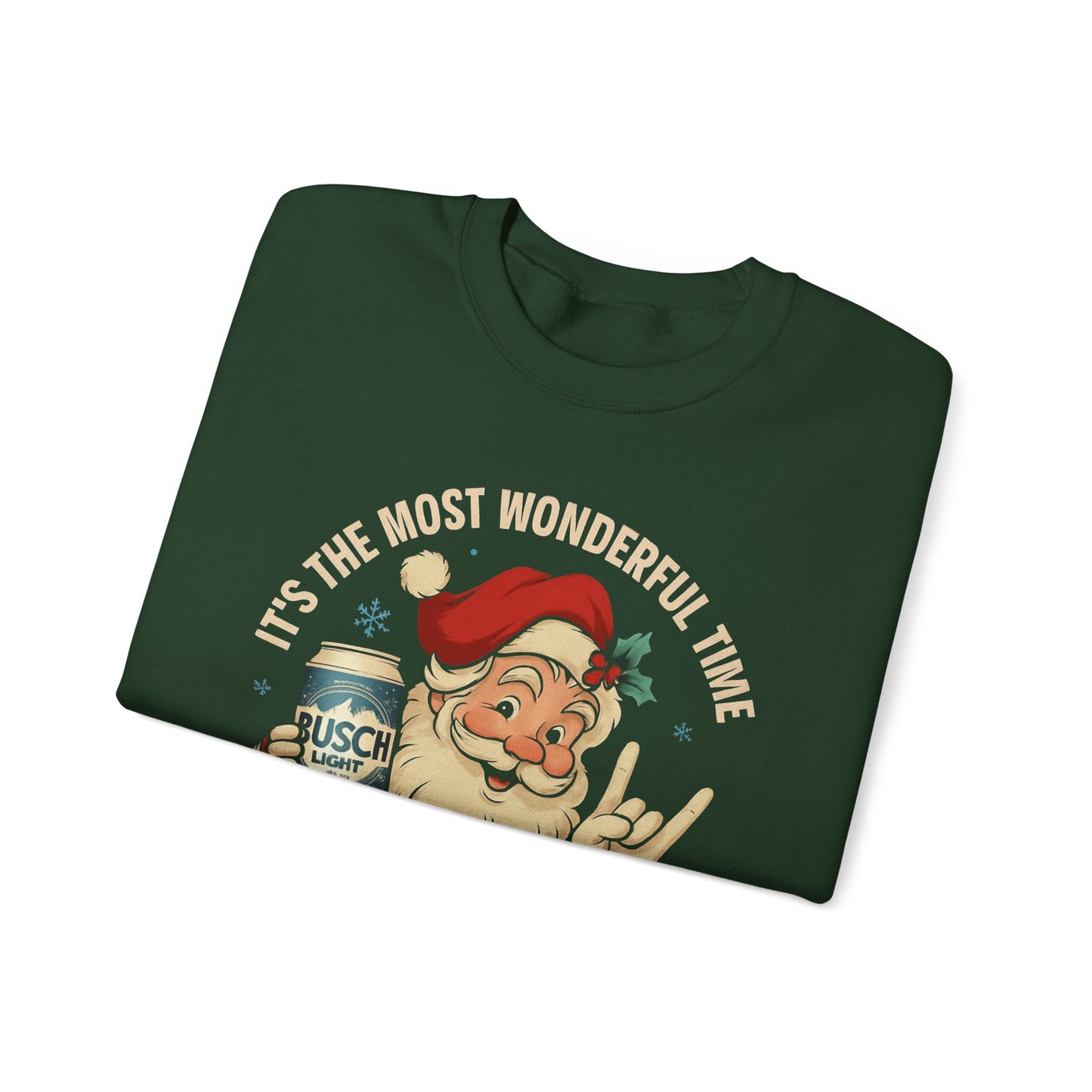Christmas Santa Beer Sweatshirt — "It's the Most Wonderful Time for a Beer" Holiday Crewneck