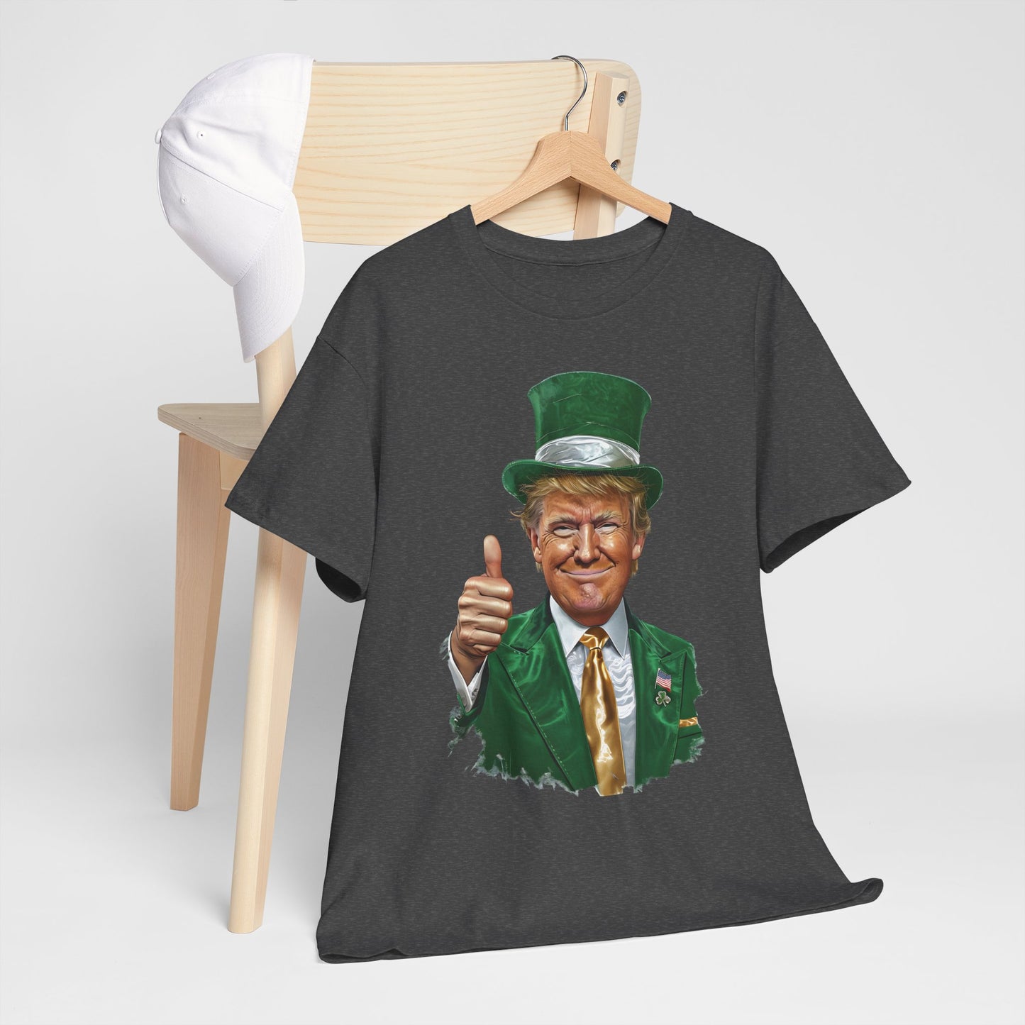 Donald Trump Lucky Charm Tee - Fun Unisex Heavy Cotton Tee with Thumbs Up Design