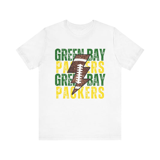 Green Bay Packers Lightning Bolt T-Shirt | Football Fan Graphic Tee | Game Day Shirt | NFL Football Apparel