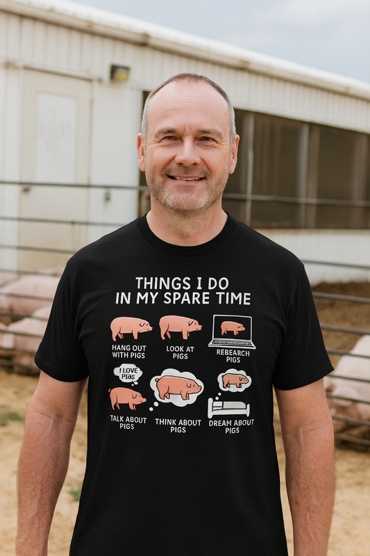 "Things I Do in My Spare Time" Funny Pig Lover Tee – Gildan Tee