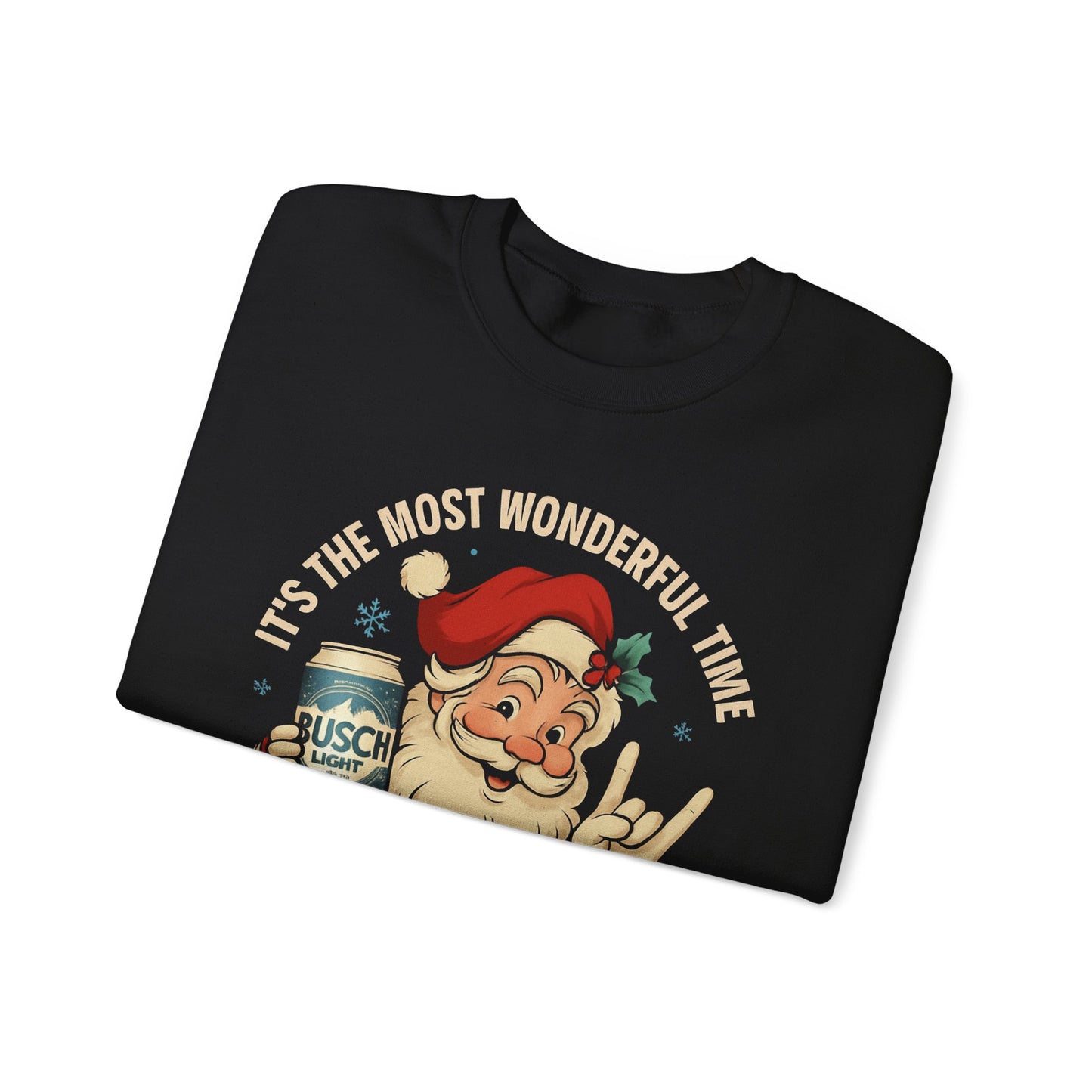 Christmas Santa Beer Sweatshirt — "It's the Most Wonderful Time for a Beer" Holiday Crewneck
