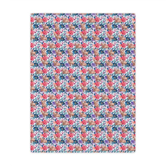 Cute Pig Floral Minky Blanket for Kids - Soft & Cozy Throw