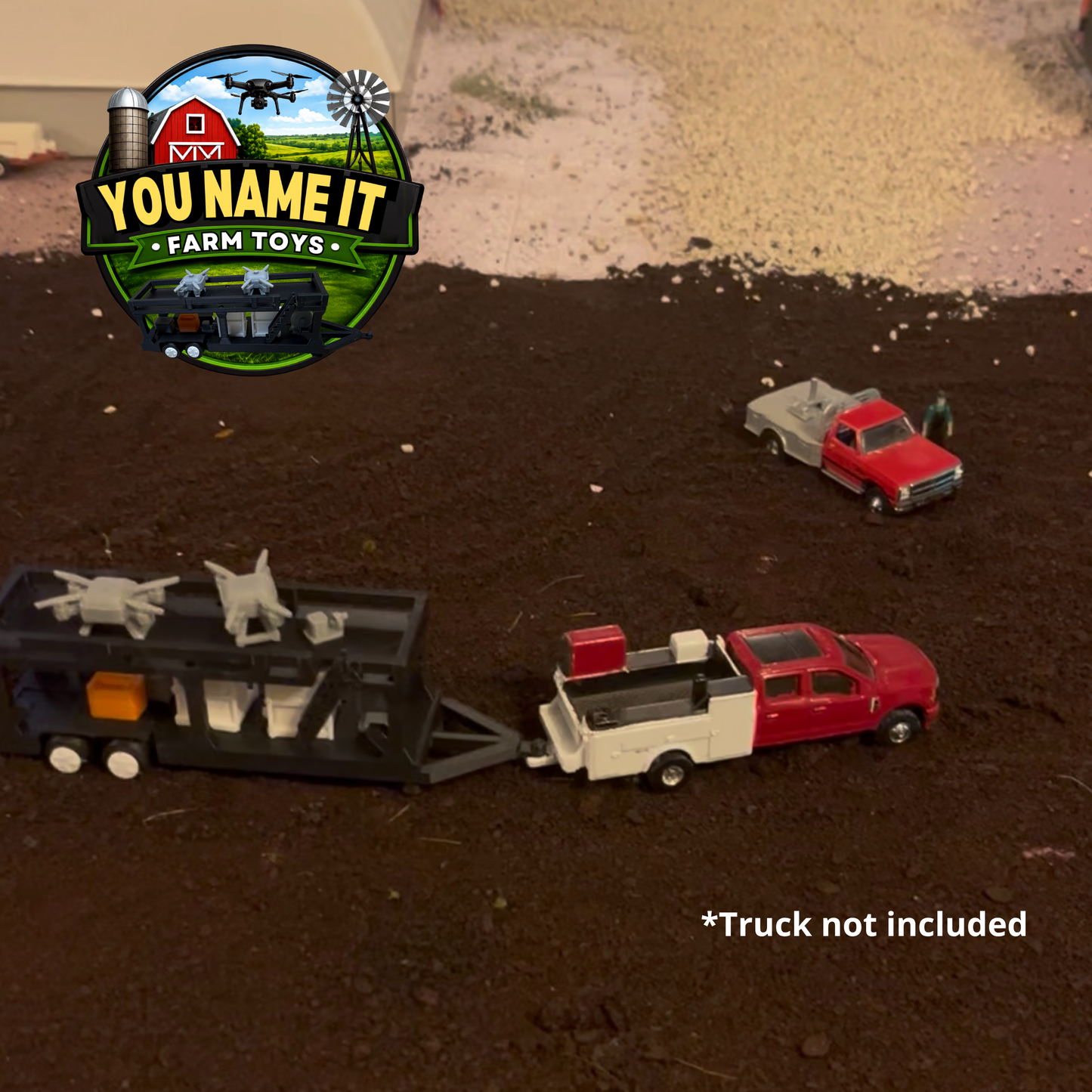 1:64 Scale Agricultural Drone Transport Trailer - 3D Printed Farm Toy