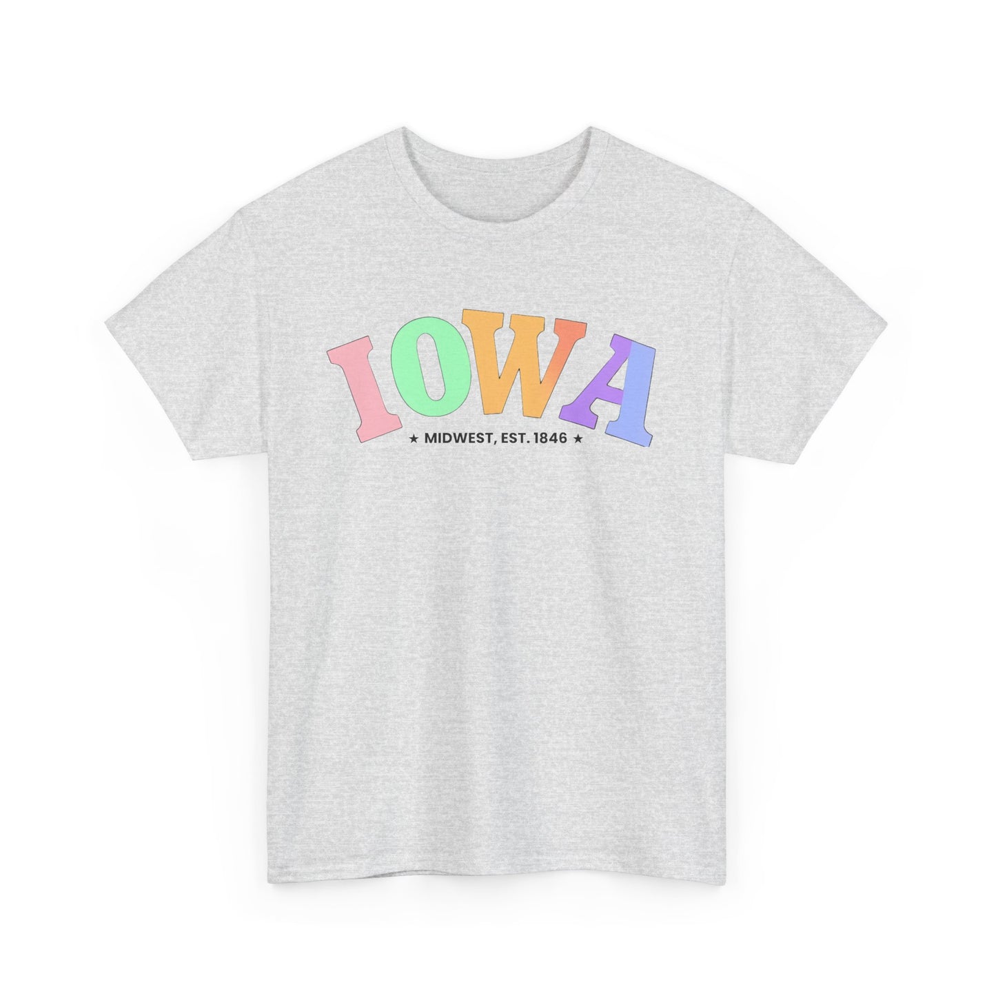 Iowa Unisex Heavy Cotton Tee, Vintage Iowa T-Shirt, Midwest Pride Shirt, Casual Wear, Gift for Iowa Lovers