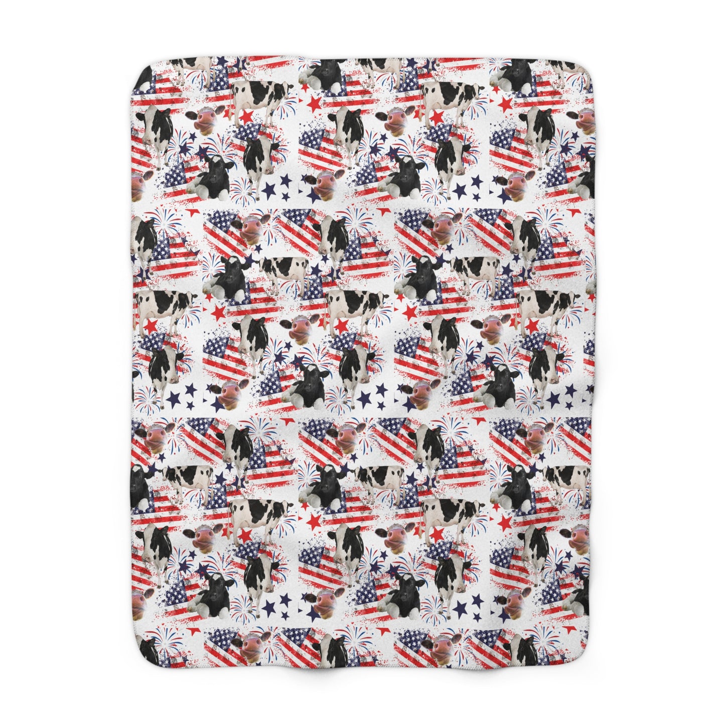 Patriotic Cow Sherpa Blanket