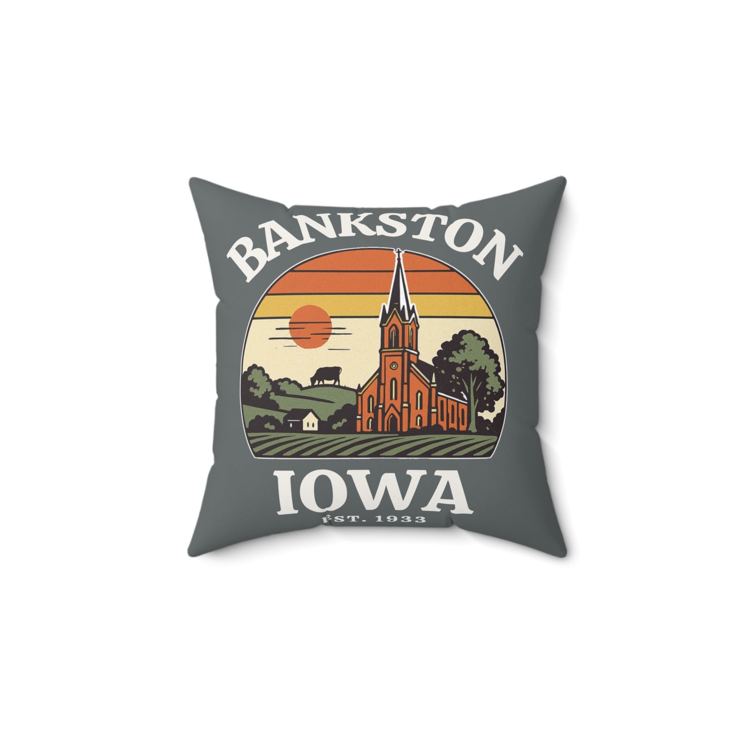 Vintage Bankston Iowa Square Pillow