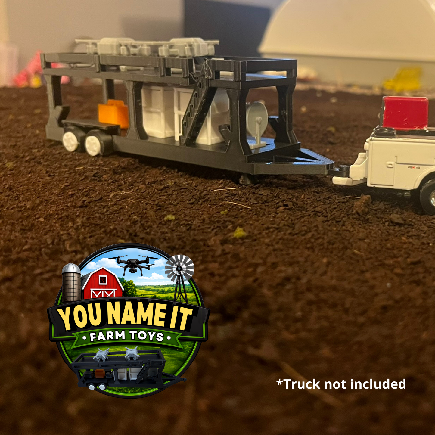1:64 Scale Agricultural Drone Transport Trailer - 3D Printed Farm Toy