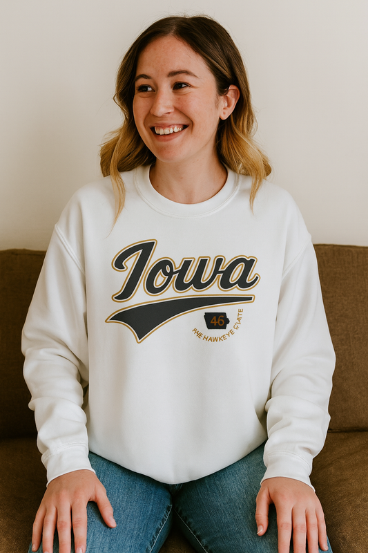 Iowa The Hawkeye State Sweatshirt - Gildan Crewneck Sweatshirt