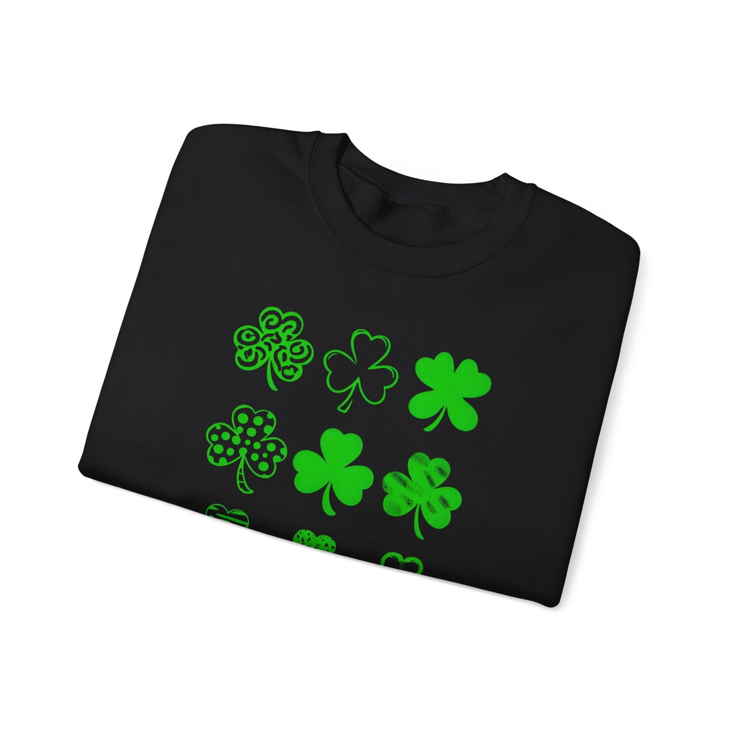St. Patrick's Day Sweatshirt, Unisex Crewneck, Shamrock Pattern, Irish Holiday Apparel, Cozy Gift for Luck, Green Clover Fashion