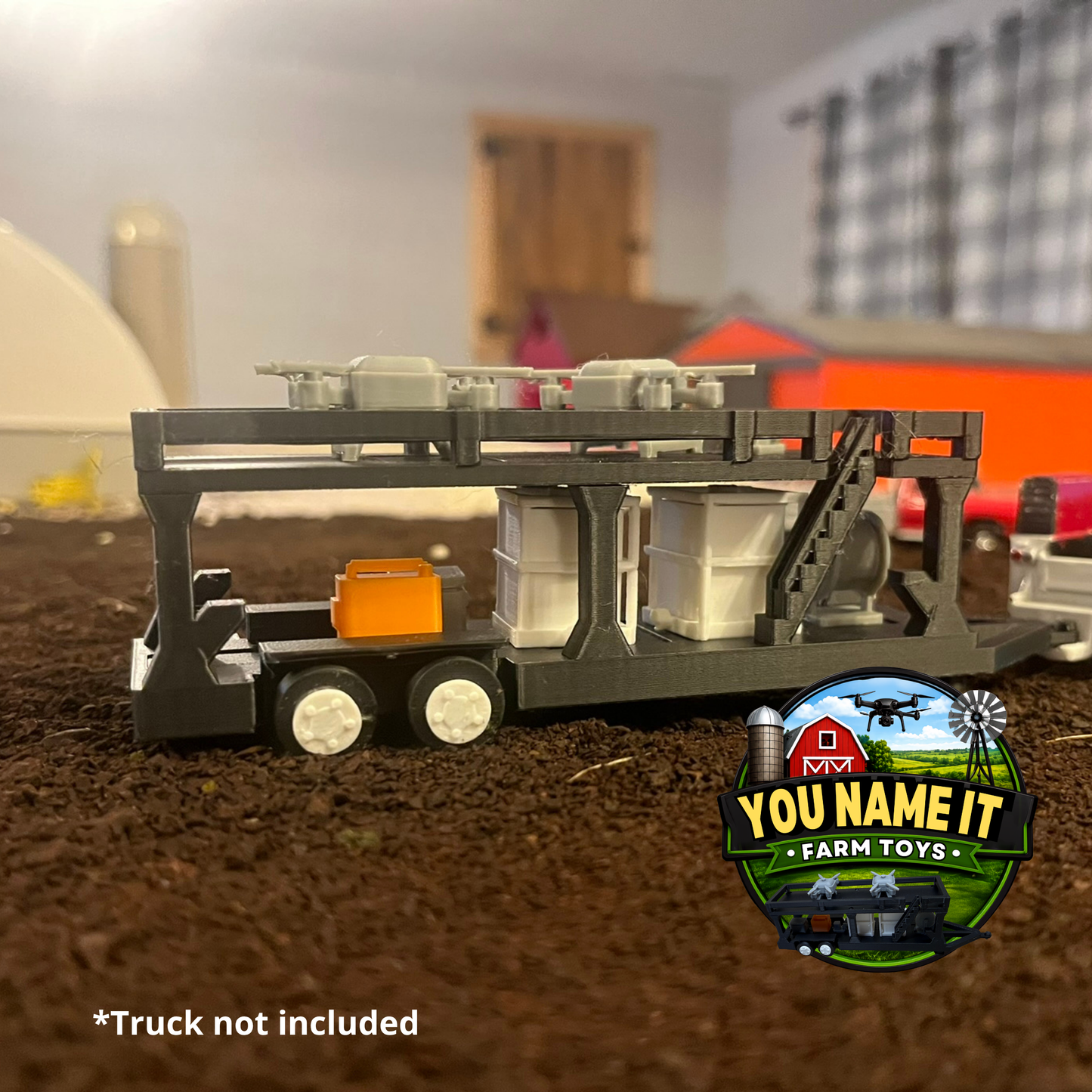 1:64 Scale Agricultural Drone Transport Trailer - 3D Printed Farm Toy