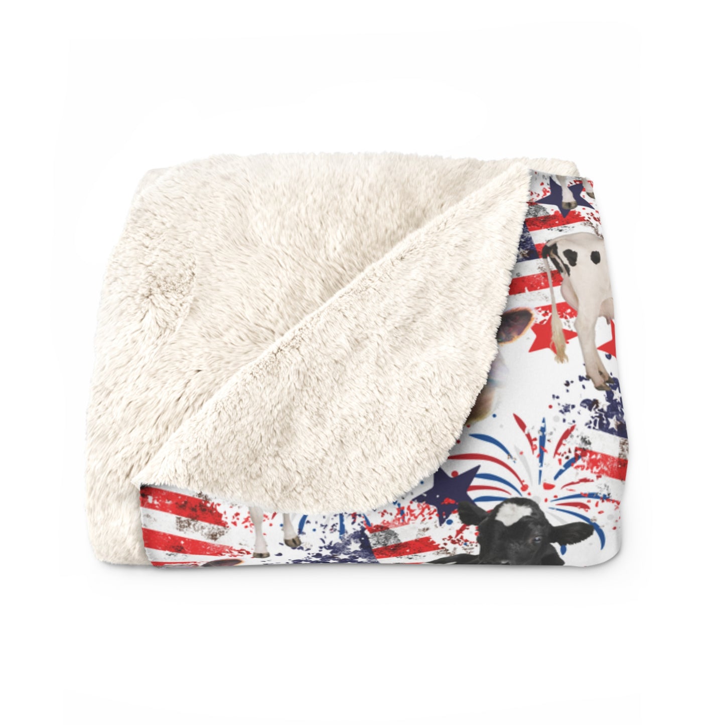 Patriotic Cow Sherpa Blanket