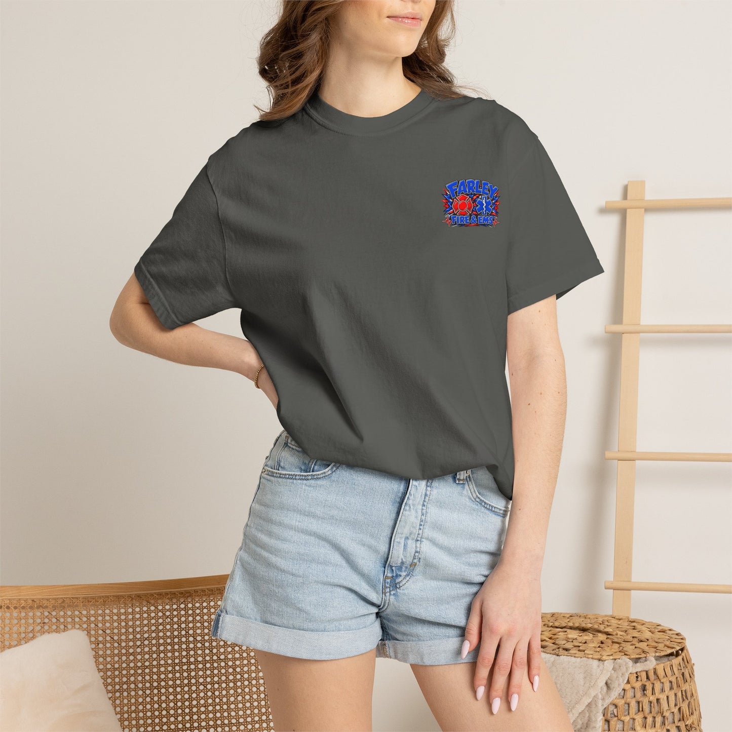 Cartoon Farley Fire & EMS T‑Shirt — Comfort Colors Unisex