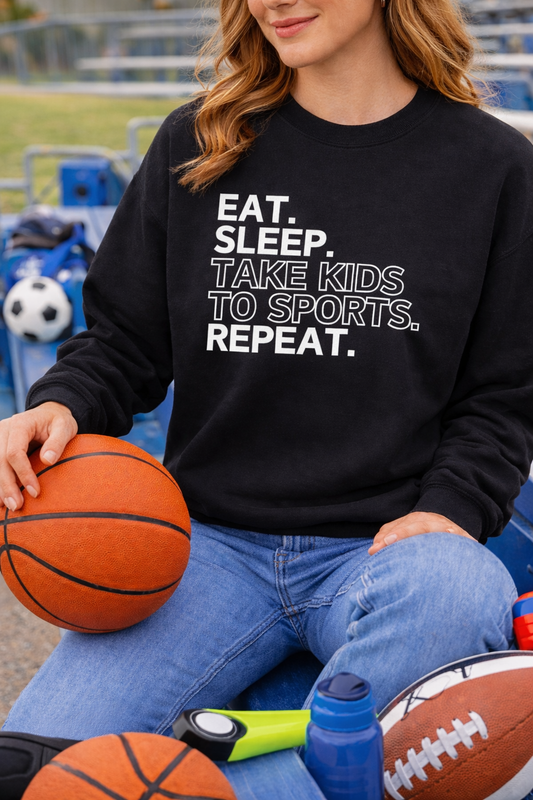 Eat Sleep Take Kids to Sports Repeat - Gildan Crewneck Sweatshirt