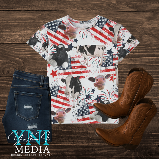 Patriotic Cow All Over Shirt