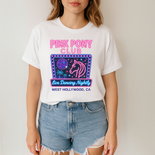 Retro Neon  Pink Pony Club T-shirt - Comfort Colors Unisex TShirt