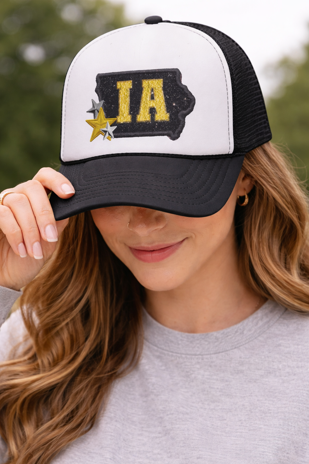 Iowa Star Trucker Cap, Stylish Hat for Outdoors, Great Gift for Iowa Pride, Sports Events, Casual Wear, Customizable Cap