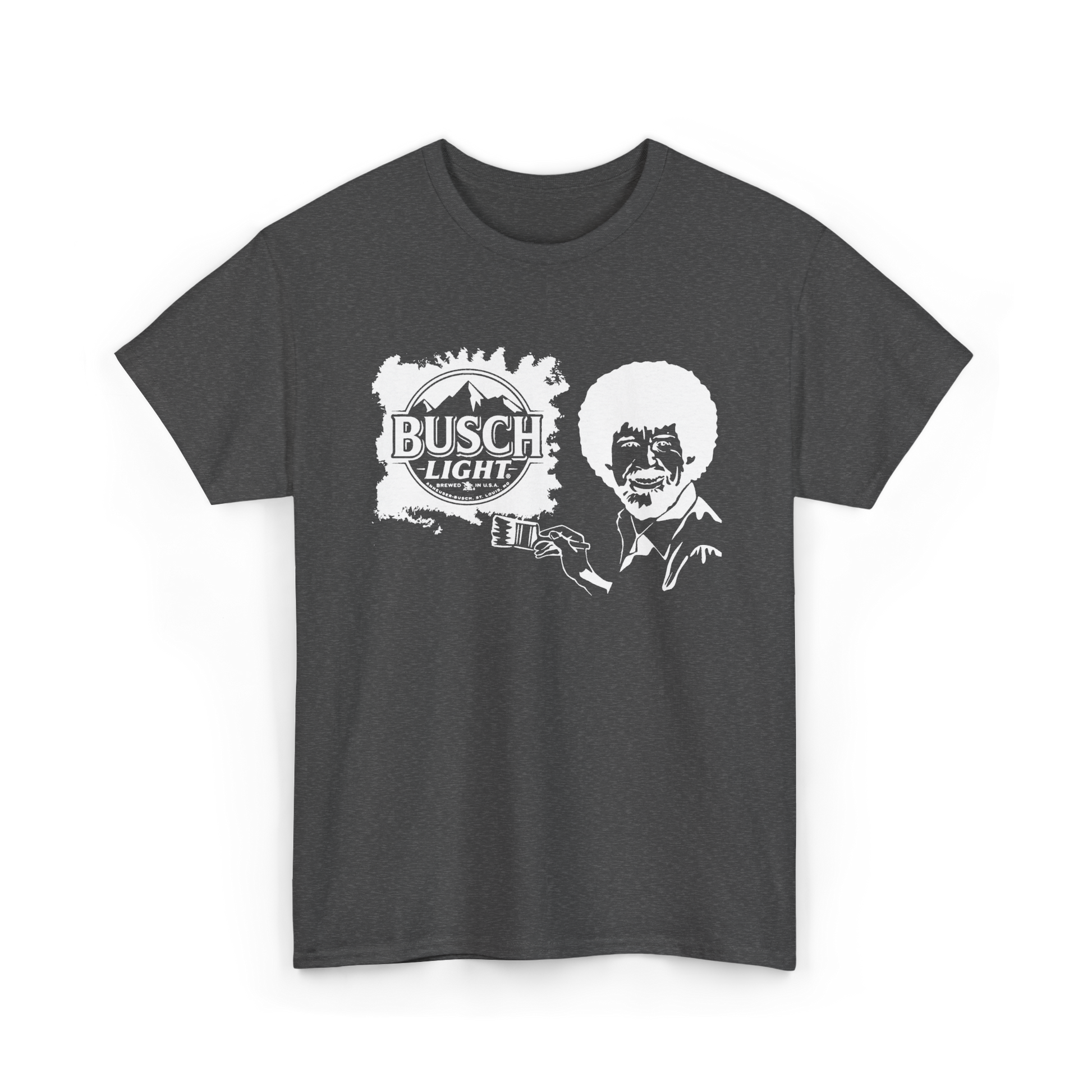 Bob Ross x Busch Light tee in Dark Heather